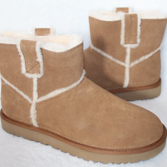UGG NEW MINI SPILL SEAM SUEDE BOOTS CHESTNUT 10 11 - Picture 2 of 8